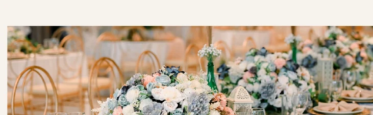 Styled dining table and catering setup